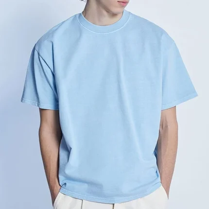 Men's casual cotton T-shirt in light blue - comfortable and breathable summer wear.